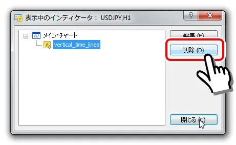 インジケーターの削除手順２
