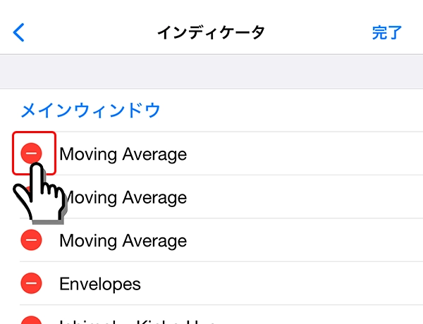 iPhone対応MT4のインジケータ削除手順3