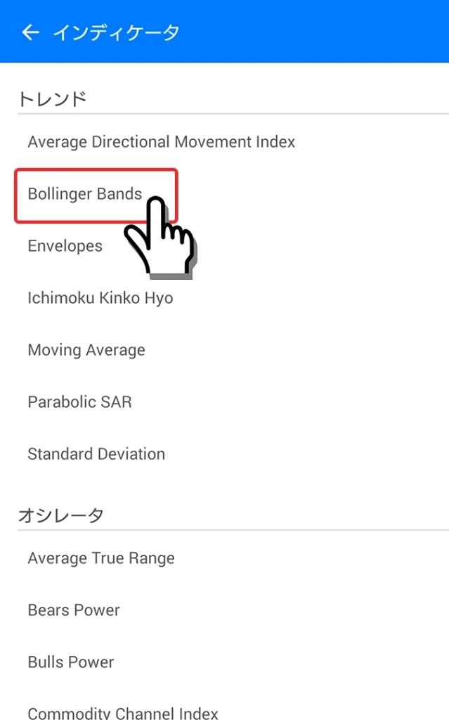 Bollinger Bandsを選択