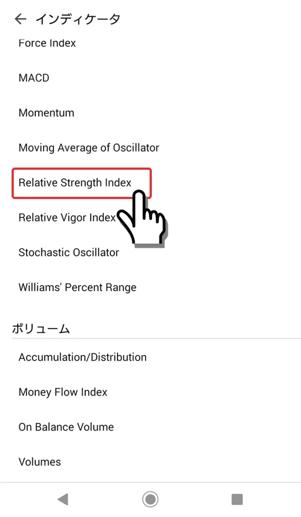 Relative Strength Indexを選択