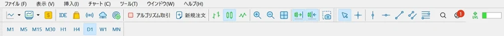 パソコン用MT5のメニューとツールバーの枠