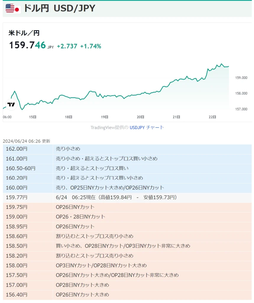 TRADER’S WEB FXの市場オーダー状況