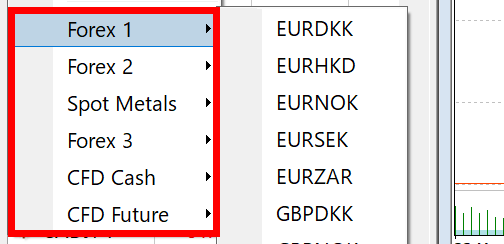 Standard口座の通貨ペア名