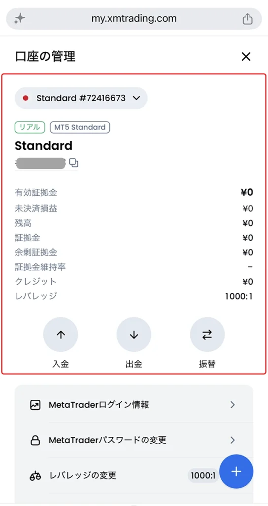 自動開設された口座の確認